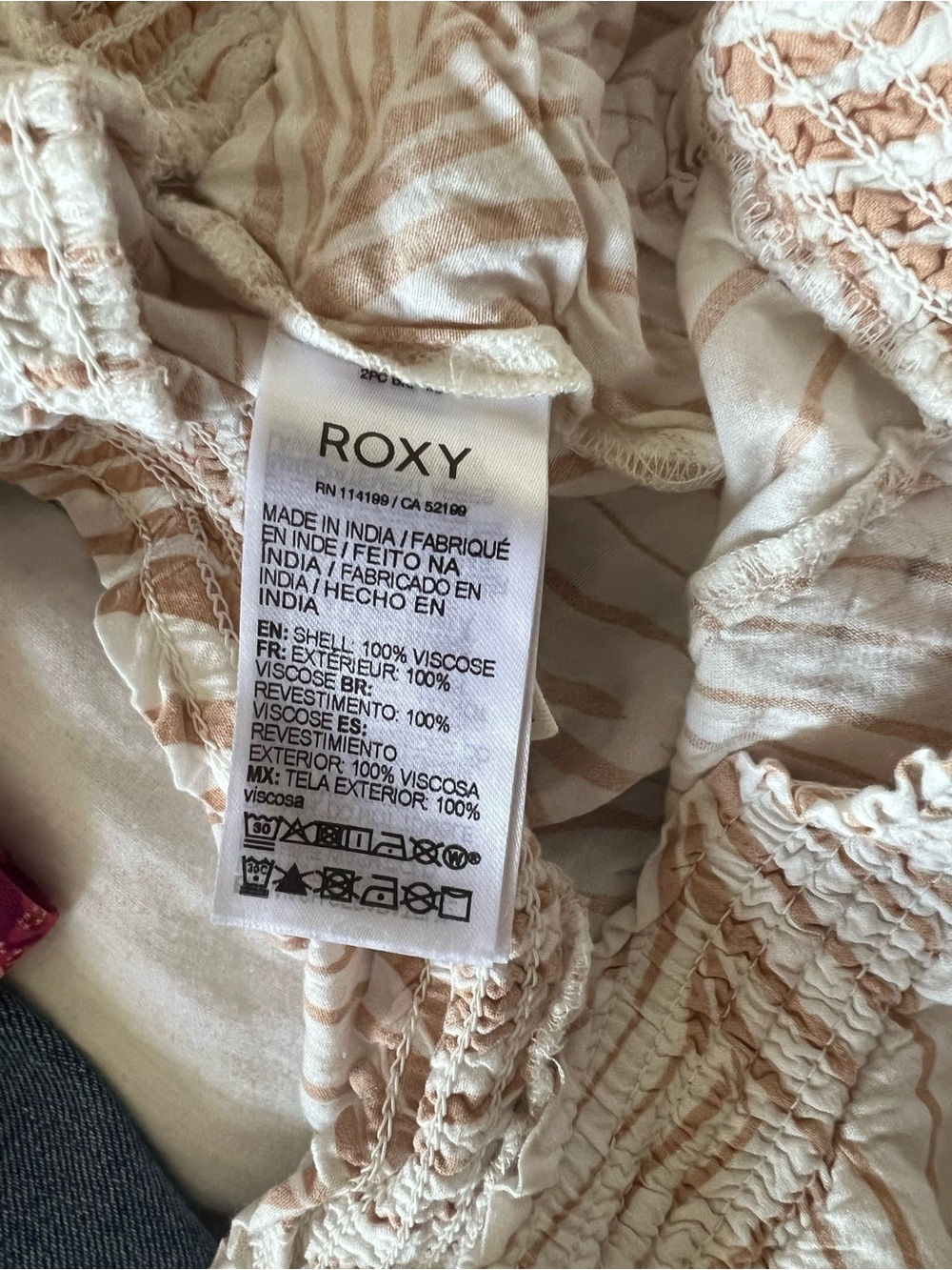 Roxy Women's White and Beige Wide Leg Palm Print Pants - Picture 6 of 6